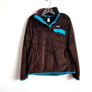 Patagonia Re-Tool Snap-T Fleece Pullover Brown Bear Blue Trim